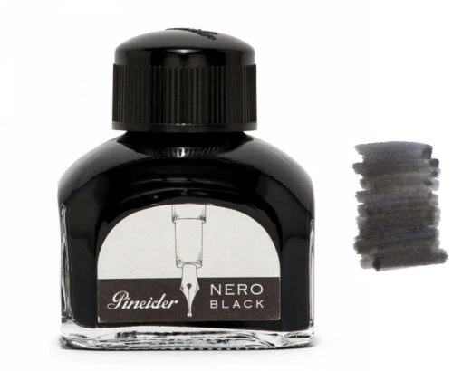 Pineider Fountain Pen Ink Bottle, 75ml Glass Bottle, Black -Pens Store BottleBlack