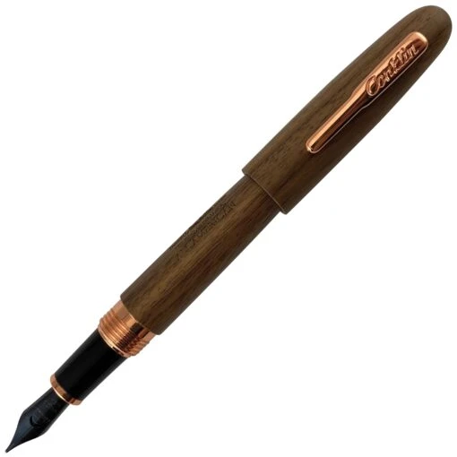 Conklin All American Limited Edition Walnut Fountain Pen, Rose Gold -Pens Store Golden Walnut Rose Gold FP FS 18229