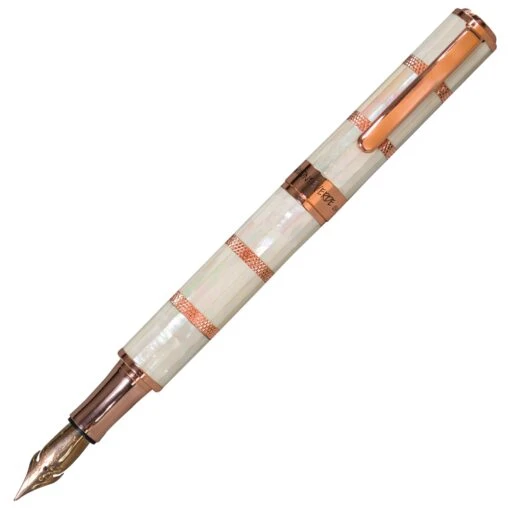 Monteverde Regatta Mother Of Pearl Fountain Pen, Rosegold Trim -Pens Store Mother of Pearl FP White Rose Gold BS 40231.1630615713