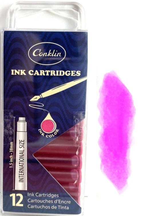 Conklin Fountain Pen Ink Cartridges, 12 Pack, Pink -Pens Store bf8a3a0f fc08 5784 afde 8ab6dc5ef18d