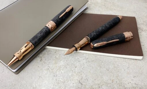 Pineider Limited Edition Forged Carbon Fountain Pen, Rose Gold Trim -Pens Store carb2 44d370ef c976 4b10 b919 298c4efe78fb scaled