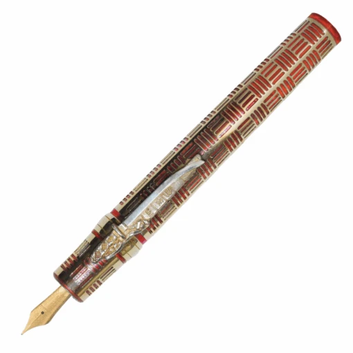 Stipula Davinci Fosco Maraini LE Capless Fountain Pen, Red & Gold, Ultra-Fine 14kt Sti-Flex Nib -Pens Store davinci