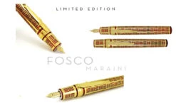 Stipula Davinci Fosco Maraini LE Capless Fountain Pen, Red & Gold, Ultra-Fine 14kt Sti-Flex Nib -Pens Store fosco side banner