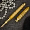 Pineider Matrix Jewelers Limited Edition Sterling Silver Fountain Pen, Yellow Gold -Pens Store goldfp