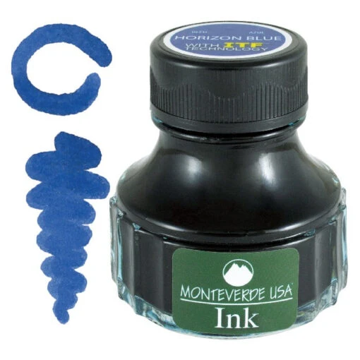 Monteverde 90ml Fountain Pen Ink Bottle, Horizon Blue -Pens Store horizon blue